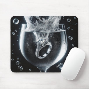 Diamond Ring Splash In Water Glass Mouse Mat