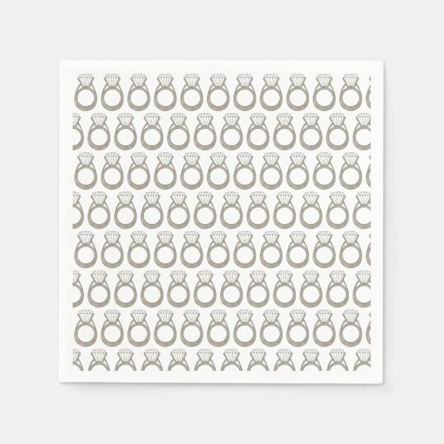 Diamond Ring Wedding Engagement Bridal Shower Napkin (Front)