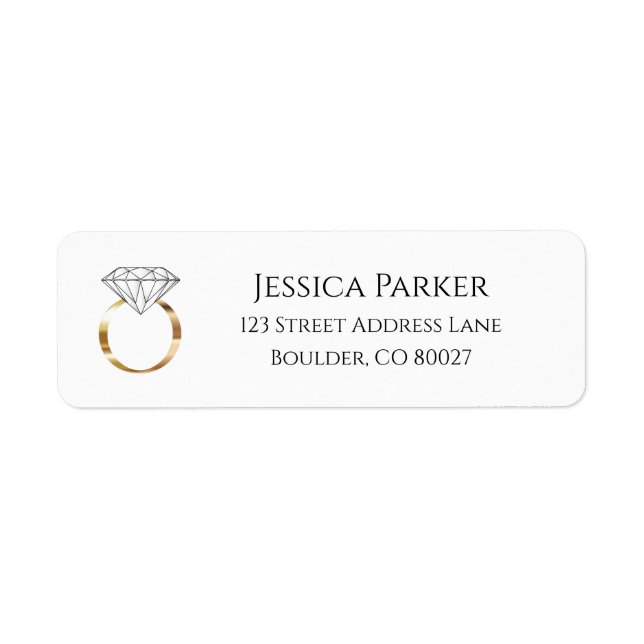 Diamond Ring Wedding Engagement Return Address (Front)