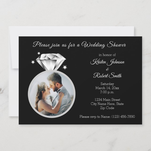 Diamond Ring Wedding Shower photo  Invitation (Front)