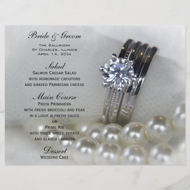 Diamond Rings and Pearls Wedding Menu (Front)