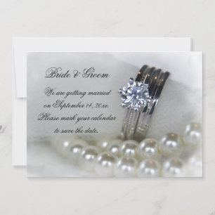 Diamond Rings and Pearls Wedding Save the Date Invitation