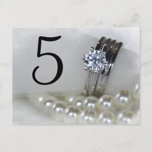 Diamond Rings and Pearls Wedding Table Numbers Postcard