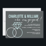Diamond Rings Engagement Party Slate Invitation<br><div class="desc"></div>