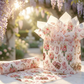 Diamond Rings, Roses & Luxury Gift Boxes Pattern Tissue Paper
