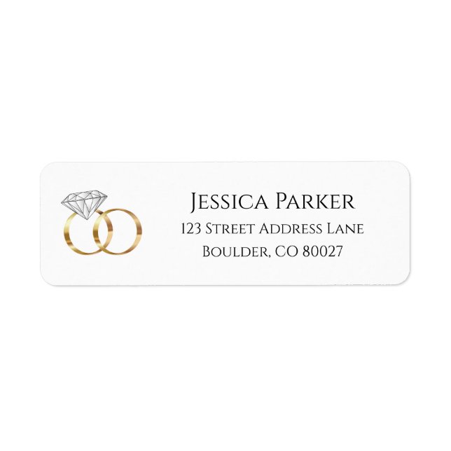 Diamond Rings Wedding Engagement Return Address (Front)