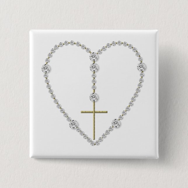 Diamond Rosary - Hail Mary Full of Grace 15 Cm Square Badge (Front)