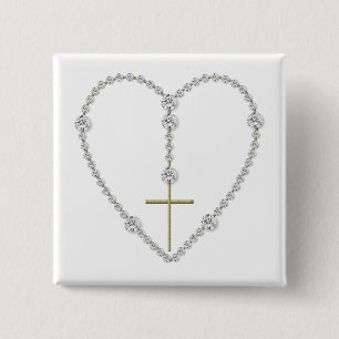 Diamond Rosary - Hail Mary Full of Grace 15 Cm Square Badge