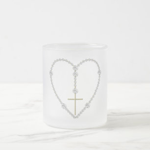 Diamond Rosary - Hail Mary Full of Grace Frosted Glass Coffee Mug