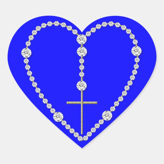 Diamond Rosary - Hail Mary Full of Grace Heart Sticker (Front)