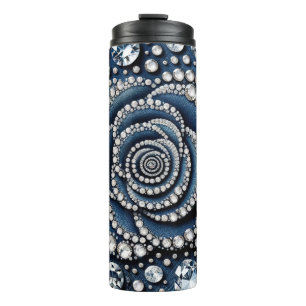 Diamond Rose & Denim Glam Bling Thermal Tumbler