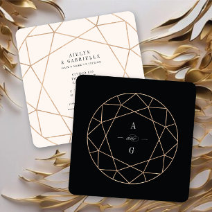Diamond Rose Gold Gemstone Geometric Stylish Chic Square Business Card