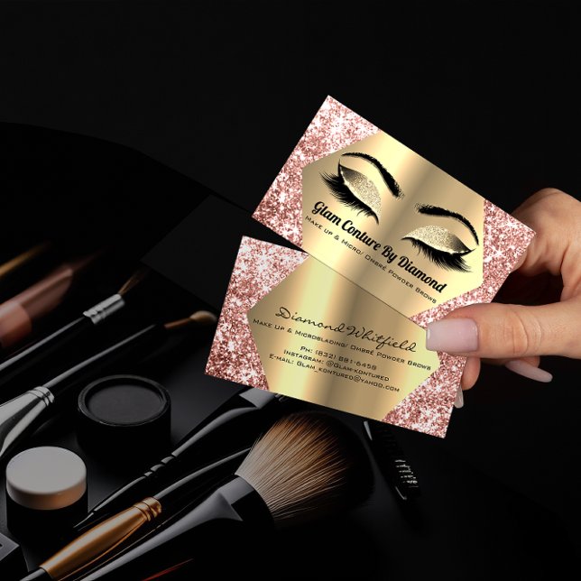 Diamond Rose Gold Glitter Makeup Artist Lashes Business Card (Diamond Rose Gold Glitter Makeup Artist Lashes Business Card)