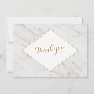 Diamond Rose Gold Marble Wedding THANK YOU Card