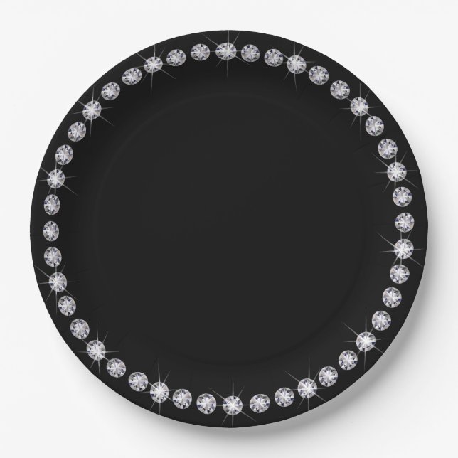 Diamond Round Border Framed Paper Plate (Front)