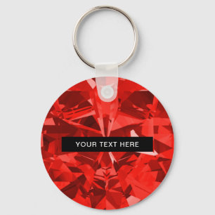 Diamond Ruby Gemstone Personalized Key Ring