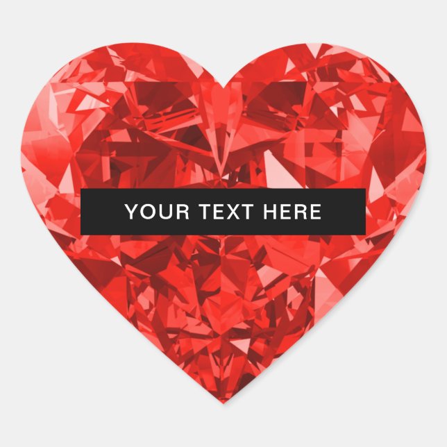 Diamond Ruby Heart Personalized Heart Sticker (Front)