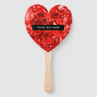 Diamond Ruby Heart Personalized Text Luxury Chic Hand Fan