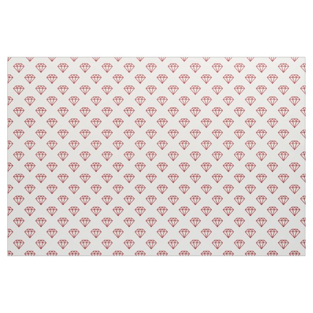 Diamond - Ruby on White Fabric (Yard)