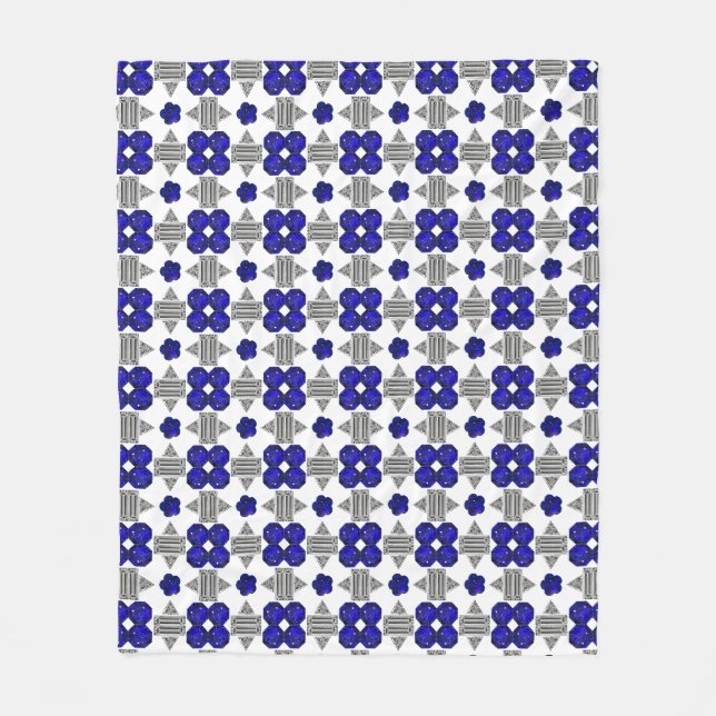 Diamond Sapphire Gemstone Art, Blue Fleece Blanket (Front)