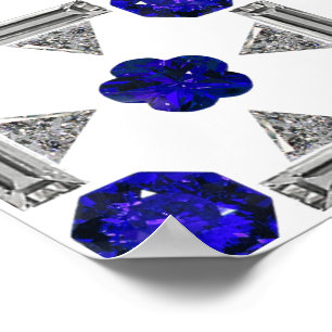 Diamond Sapphire Gemstone Art, Blue Poster