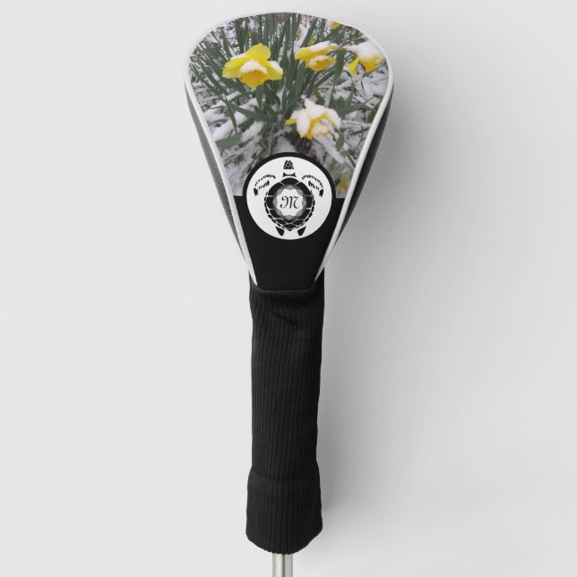 Diamond Sea Turtle Silhouette Monogram w Photo Golf Head Cover (Front)