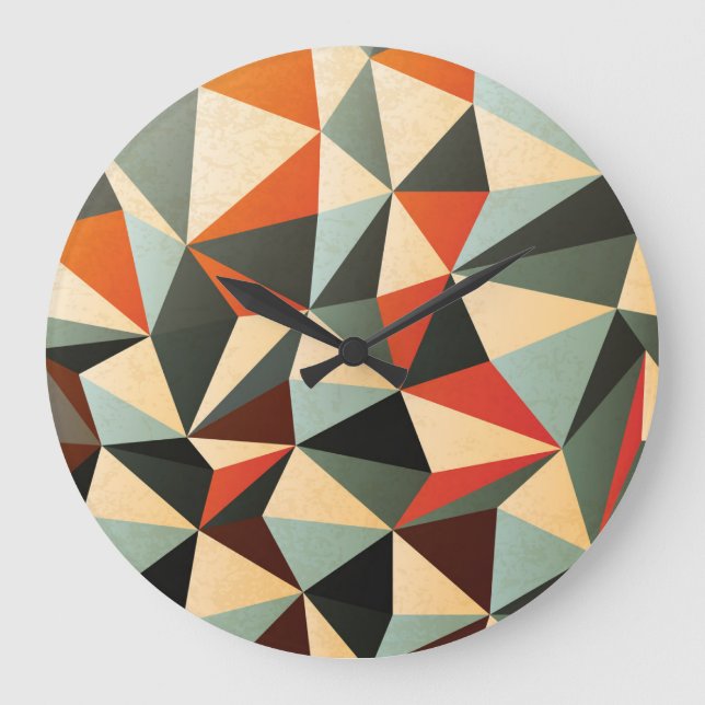 Diamond Shape: Abstract Vintage Design Large Clock (Front)