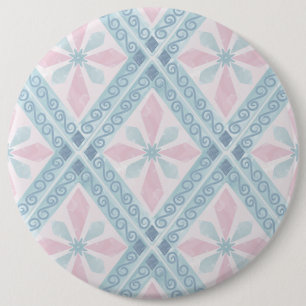 diamond shaped blue pattern 6 cm round badge
