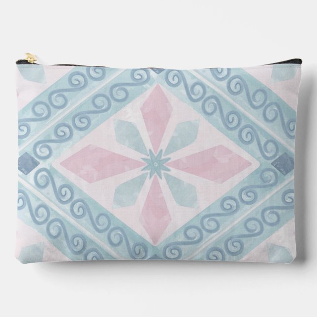 diamond shaped blue pattern accessory pouch (Front)