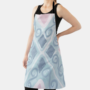 diamond shaped blue pattern apron