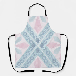 diamond shaped blue pattern apron
