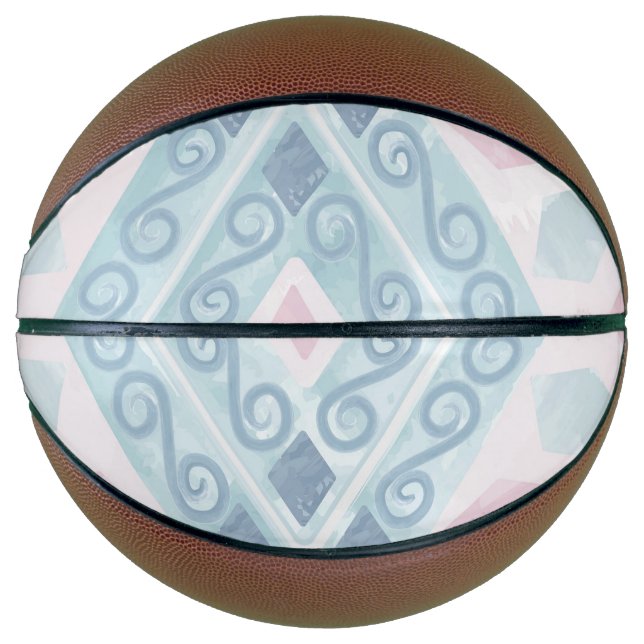 diamond shaped blue pattern basketball (Front)