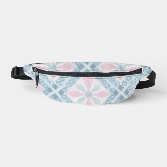 diamond shaped blue pattern bum bags (Front)