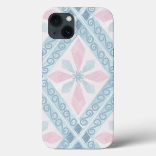 diamond shaped blue pattern iPhone 13 case