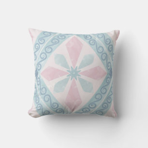 diamond shaped blue pattern cushion