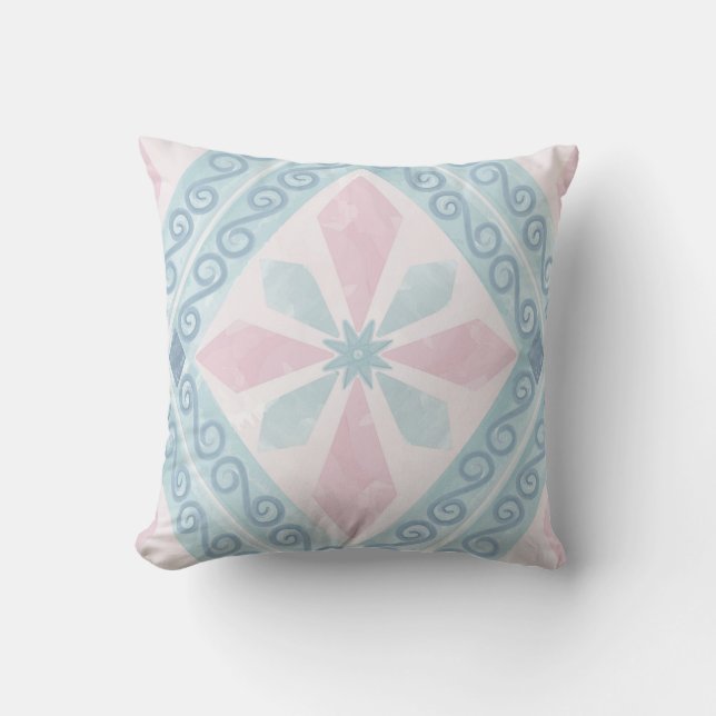 diamond shaped blue pattern cushion (Front)