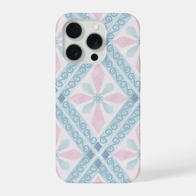 diamond shaped blue pattern iPhone case (Back)