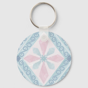 diamond shaped blue pattern key ring