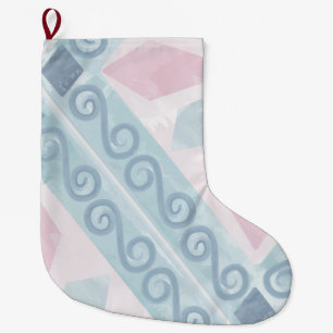 diamond shaped blue pattern large christmas stocking