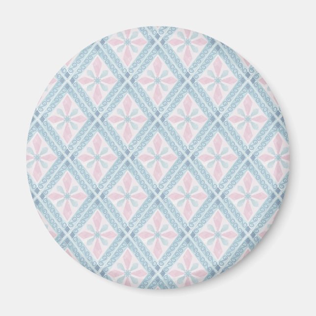 diamond shaped blue pattern magnet (Front)