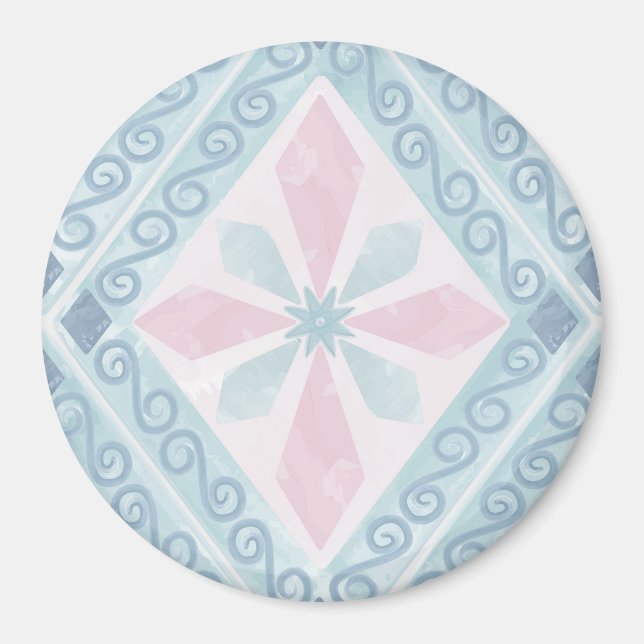 diamond shaped blue pattern magnet (Front)