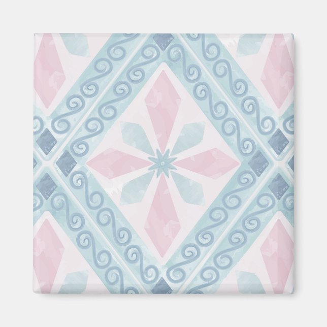 diamond shaped blue pattern magnet (Front)