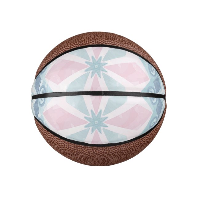 diamond shaped blue pattern mini basketball (Front)