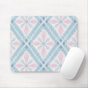 diamond shaped blue pattern mouse mat