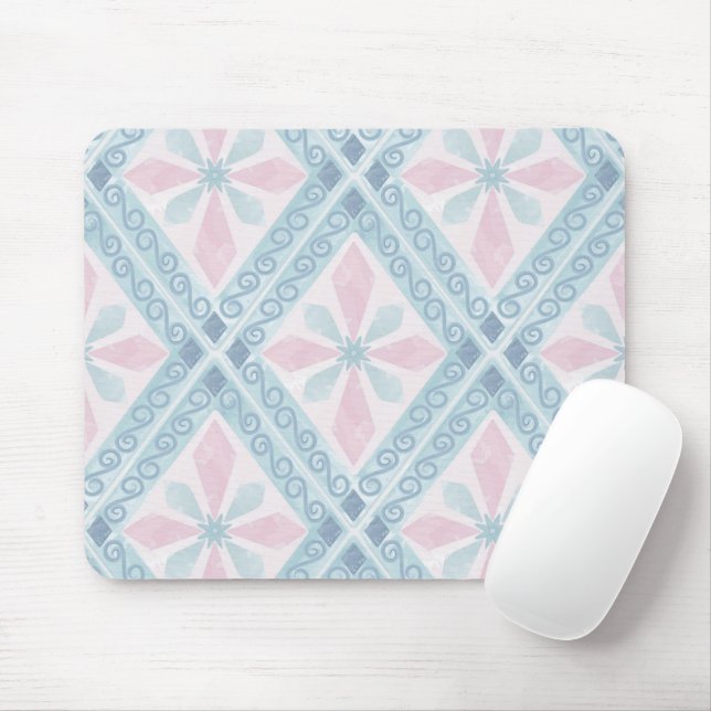 diamond shaped blue pattern mouse mat (With Mouse)