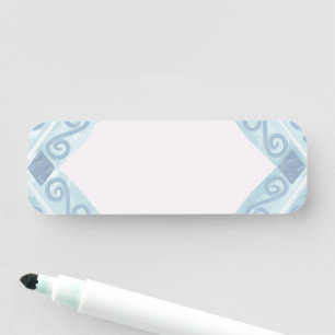 diamond shaped blue pattern name tag