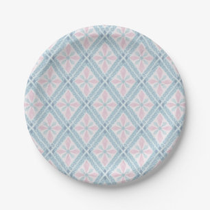 diamond shaped blue pattern paper plate