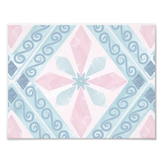 diamond shaped blue pattern photo print (Front)