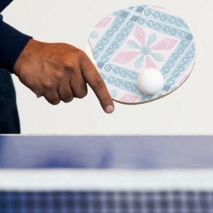 diamond shaped blue pattern ping pong paddle