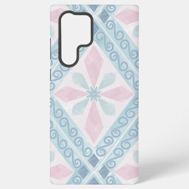 diamond shaped blue pattern samsung galaxy s22 ultra case (Back)